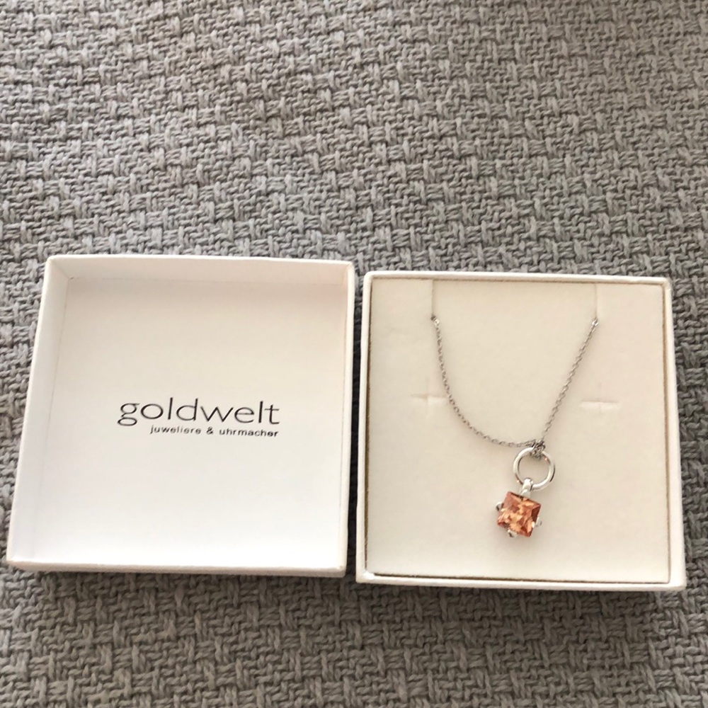 Square Pendant with orange stone